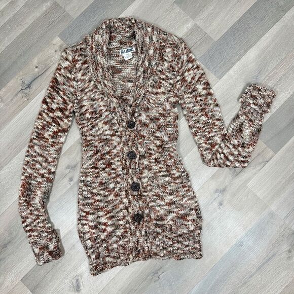 Billabong Marled Cardigan Sweater Brown Multi Juniors Large Button Shawl Collar - Picture 12 of 12